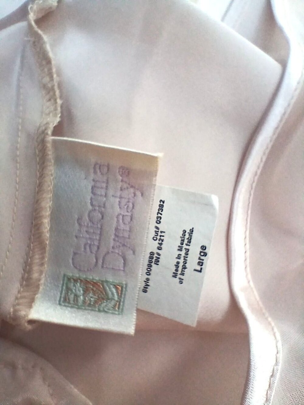 California Dynasty Satin Size L Pink Nightgown Lace Applique Sheer Flutter Sleev - Picture 6 of 10